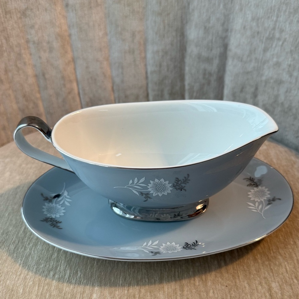 VTG 2 pc 1970 Seyei China-Japan ‘Starlite’ #3171 gravy sauce boat platter flower